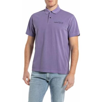 Replay mäns regular fit bomulls-pikétröja, 378 lila, 3XL Replay mäns regular fit bomulls-pikétröja, 378 lila, 3XL