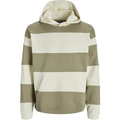 JACK & JONES JACK&JONES JOREATON Blocking Sweat Hood, Silver sa/ränder: antik vit, M JACK & JONES JACK&JONES JOREATON Blocking Sweat Hood, Silver sa/ränder: antik vit, M