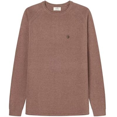 Springfield Gg7 Basic Pullover med PU-logotyp, fuchsia, S Springfield Gg7 Basic Pullover med PU-logotyp, fuchsia, S