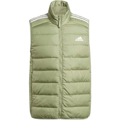 adidas För Män Essentials 3-Stripes Light Down Vest, tent green, M adidas För Män Essentials 3-Stripes Light Down Vest, tent green, M