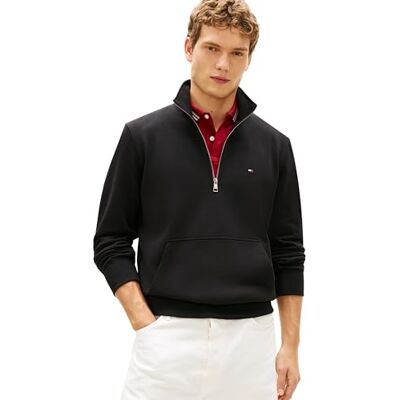 Tommy Hilfiger herr Essential Terry ny 1/4 dragkedja MW0MW43115, svart, S Tommy Hilfiger herr Essential Terry ny 1/4 dragkedja MW0MW43115, svart, S
