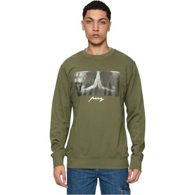 Tee herr Pray Crew neck sweatshirt, OLIV, XL Tee herr Pray Crew neck sweatshirt, OLIV, XL