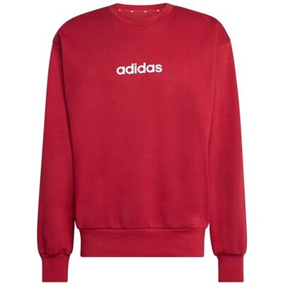 adidas Mezczyzni ESSENTIALS LINEAR FLEECE SWEATSHIRT, active maroon/white, M adidas Mezczyzni ESSENTIALS LINEAR FLEECE SWEATSHIRT, active maroon/white, M