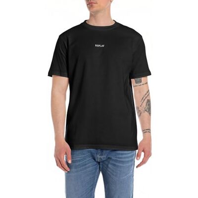 Replay T-shirt för män, kortärmad, normal passform, 098 svart, XS Replay T-shirt för män, kortärmad, normal passform, 098 svart, XS
