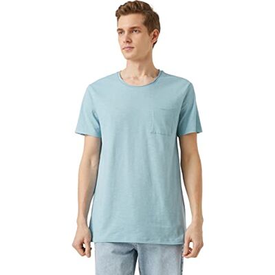 Koton Herr Slim Fit Pocket Basic T-shirt, Ljusblå (610), S Koton Herr Slim Fit Pocket Basic T-shirt, Ljusblå (610), S