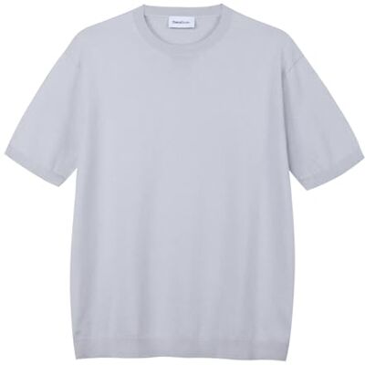 Diana Studio , T-shirt i tröja herr, 100% bomull, korta ärmar, ledig passform, Grå/pärla, S Diana Studio , T-shirt i tröja herr, 100% bomull, korta ärmar, ledig passform, Grå/pärla, S