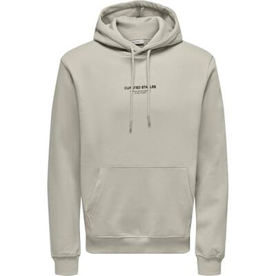 Only & Sons ONSCURATED REG huvtröja sweatshirt, Silverfoder, L Only & Sons ONSCURATED REG huvtröja sweatshirt, Silverfoder, L