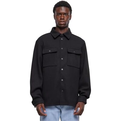 Urban Classics Plain Overshirt för män, svart, S Urban Classics Plain Overshirt för män, svart, S