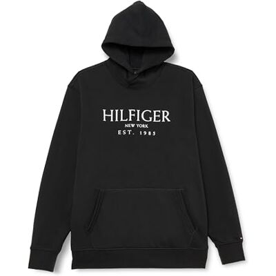 Tommy Hilfiger herr BT-BIG HILFIGER HOODY-B MW0MW37916, pullover huvtröja, svart, 2XLT, svart (svart), XXL Tommy Hilfiger herr BT-BIG HILFIGER HOODY-B MW0MW37916, pullover huvtröja, svart, 2XLT, svart (svart), XXL
