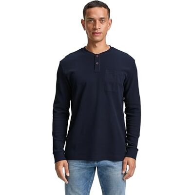 TOM TAILOR Långärmad T-shirt för män, 10668 – himmelskaptensblå, S TOM TAILOR Långärmad T-shirt för män, 10668 – himmelskaptensblå, S