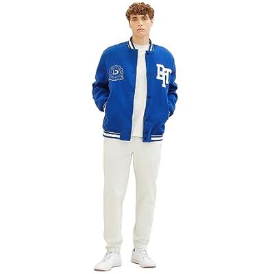 TOM TAILOR Denim herr avslappnad passform collegebomberjacka med logotypbadge av frotté, 14531-shiny kungsblå, L, 14531-shiny kungsblå, L TOM TAILOR Denim herr avslappnad passform collegebomberjacka med logotypbadge av frotté, 14531-shiny kungsblå, L, 14531-shiny kungsblå, L