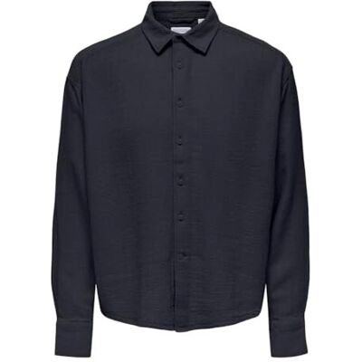 Only & Sons ONSLATHAM LS Casual linne STRUC skjorta, mörk marinblå, XL Only & Sons ONSLATHAM LS Casual linne STRUC skjorta, mörk marinblå, XL