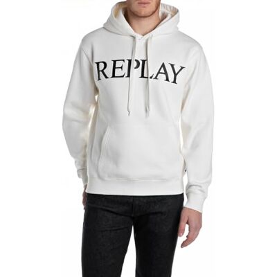 Replay Basic Huvtröja för män, 011 Naturligt vitt, L Replay Basic Huvtröja för män, 011 Naturligt vitt, L