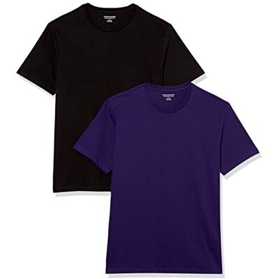 Amazon Essentials mäns Slim-Fit kortärmad T-shirt med rund hals, 2-pack, svart/mörklila, Large Amazon Essentials mäns Slim-Fit kortärmad T-shirt med rund hals, 2-pack, svart/mörklila, Large