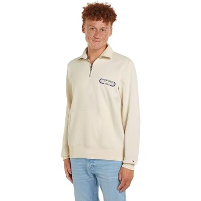 Tommy Hilfiger herrtröja med dragkedja, halv dragkedja, Beige (Calico), L Tommy Hilfiger herrtröja med dragkedja, halv dragkedja, Beige (Calico), L