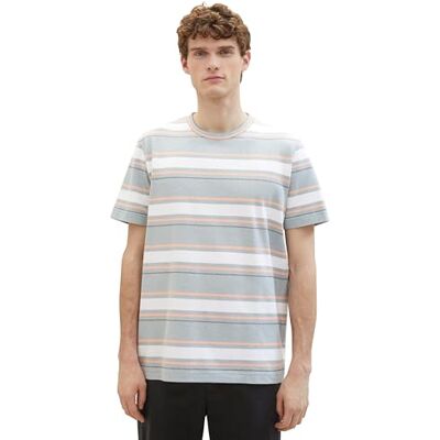 TOM TAILOR T-shirt för män, 35041 – Mint Grey Multi Stripe, M TOM TAILOR T-shirt för män, 35041 – Mint Grey Multi Stripe, M