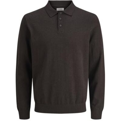 JJ REBEL Jrebcallum Knit Polo Neck Ls, Choklad tårta, L JJ REBEL Jrebcallum Knit Polo Neck Ls, Choklad tårta, L
