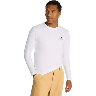 Tommy Hilfiger Herr Stack LS TEE MW0MW36501, L/S t-shirt, vit, XXXL, Vit (vit), 3XL Tommy Hilfiger Herr Stack LS TEE MW0MW36501, L/S t-shirt, vit, XXXL, Vit (vit), 3XL