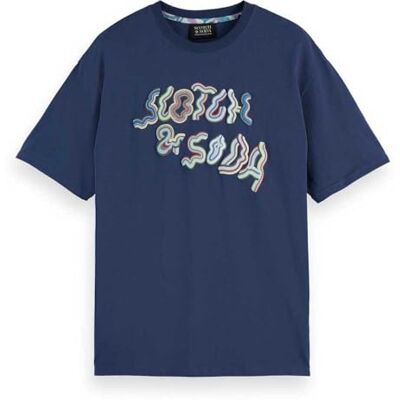 Scotch & Soda Relaxed-Fit Front Artwork T-shirt, Atlantic Blue 401, M Scotch & Soda Relaxed-Fit Front Artwork T-shirt, Atlantic Blue 401, M