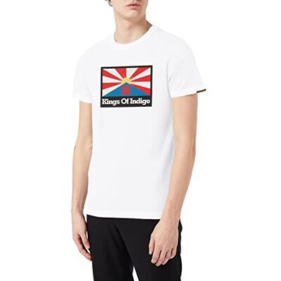 Kings of Indigo Darius T-shirt för män, Vit (stigande solflagga vit 7117), S Kings of Indigo Darius T-shirt för män, Vit (stigande solflagga vit 7117), S