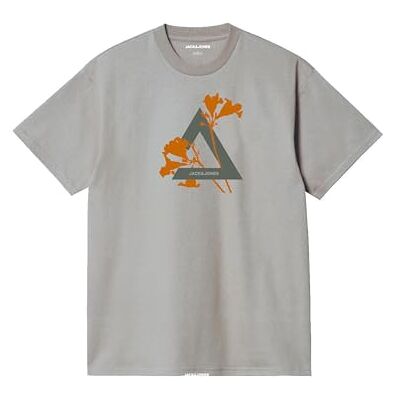 JACK & JONES Jcofloral Triangle Tee Ss Crew Neck FST T-shirt, Moonbeam, M JACK & JONES Jcofloral Triangle Tee Ss Crew Neck FST T-shirt, Moonbeam, M