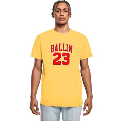 Tee Unisex män T Ballin 23 te, tryck skjorta med temat basket i svart eller gult, storlek XS-XXL, Taxi gul, XS Tee Unisex män T Ballin 23 te, tryck skjorta med temat basket i svart eller gult, storlek XS-XXL, Taxi gul, XS