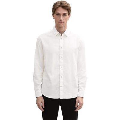 TOM TAILOR herrskjorta regular fit bomull, 10332 – Benvit, XXL TOM TAILOR herrskjorta regular fit bomull, 10332 – Benvit, XXL