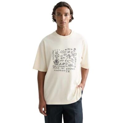 Scotch & Soda Front konstverk lös passform t-shirt, Eggnog 270, M Scotch & Soda Front konstverk lös passform t-shirt, Eggnog 270, M
