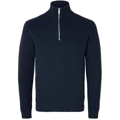 SELECTED HOMME SELETED HOMME Herr Slhdane Ls stickad struktur halv dragkedja Noos stickad tröja, Sky Captain, M SELECTED HOMME SELETED HOMME Herr Slhdane Ls stickad struktur halv dragkedja Noos stickad tröja, Sky Captain, M