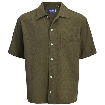 JACK & JONES Jortavira Texture Shirt Ss, OLIVNATT, S JACK & JONES Jortavira Texture Shirt Ss, OLIVNATT, S