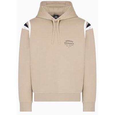 Giorgio Armani Men's Utility Edge, färgkontrastdetaljer, broderade logotypbokstäver med huva, brun, L, Rostad cashew, L Giorgio Armani Men's Utility Edge, färgkontrastdetaljer, broderade logotypbokstäver med huva, brun, L, Rostad cashew, L