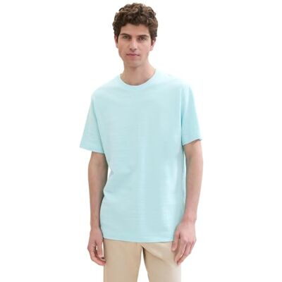 TOM TAILOR Basic T-shirt för män med struktur, 34921 – karibisk turkos, L TOM TAILOR Basic T-shirt för män med struktur, 34921 – karibisk turkos, L