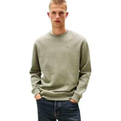Tommy Jeans herr TJM REG S FLAG CREW DM0DM20741, grön, XS, Grön (Utility Sage), XS Tommy Jeans herr TJM REG S FLAG CREW DM0DM20741, grön, XS, Grön (Utility Sage), XS