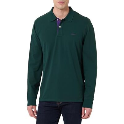 GANT REG Contrast Pique LS Polo, Grön, XL GANT REG Contrast Pique LS Polo, Grön, XL