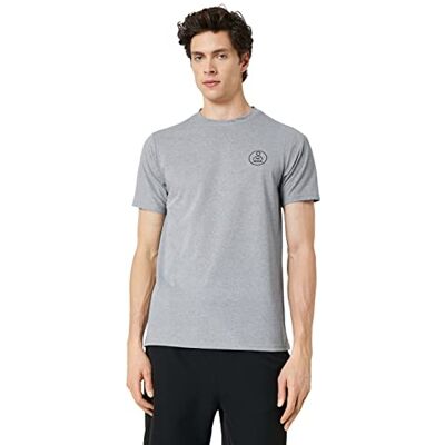 Koton Herr slogan tryckt crew neck kortärmad slim fit t-shirt, Grå (031), L Koton Herr slogan tryckt crew neck kortärmad slim fit t-shirt, Grå (031), L