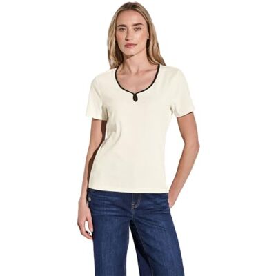 Street One T-shirt med dekorativ tejp, Vit, 40 Street One T-shirt med dekorativ tejp, Vit, 40