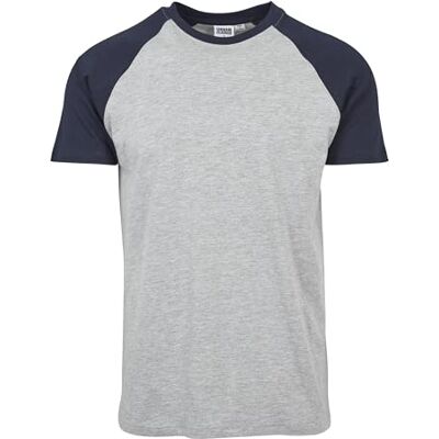 Urban Classics T-shirt för män med raglan kontrast, Grå/marinblå, L Urban Classics T-shirt för män med raglan kontrast, Grå/marinblå, L