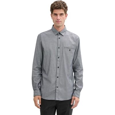 TOM TAILOR Fitted herrskjorta med stretch, 36661 – marinblå vit liten struktur, XXL TOM TAILOR Fitted herrskjorta med stretch, 36661 – marinblå vit liten struktur, XXL