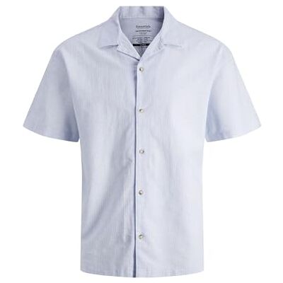 JACK & JONES Jjesummer Resort linne skjorta Ss Sn, Kashmirblå/ränder:/vit, S JACK & JONES Jjesummer Resort linne skjorta Ss Sn, Kashmirblå/ränder:/vit, S