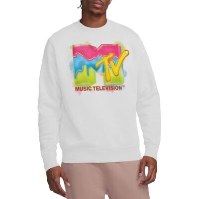 MTV - Logo MTV Paint Logo Crew Sweatshirt, Vit, Medium, Vitt, M MTV - Logo MTV Paint Logo Crew Sweatshirt, Vit, Medium, Vitt, M