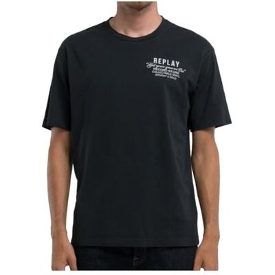 Replay T-shirt för män avslappnad passform, 099 Blackboard, M Replay T-shirt för män avslappnad passform, 099 Blackboard, M