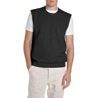 Replay herr regular fit tröja med rund hals av bomull, 098 svart, XS Replay herr regular fit tröja med rund hals av bomull, 098 svart, XS