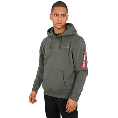 Alpha Industries Hoody med ryggtryck-herr Hooded Sweat Dark Olive Alpha Industries Hoody med ryggtryck-herr Hooded Sweat Dark Olive