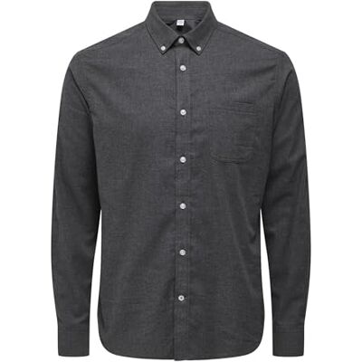 Only & Sons Onsroad Life Reg Melange Ls Shirt Noos, svart, XS Only & Sons Onsroad Life Reg Melange Ls Shirt Noos, svart, XS