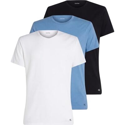 Calvin herr S/S rund hals 3-pack Lv00Nb4185 S/S t-shirt, blå (svart W blå härkomst EMB/blå DESCE), M Calvin herr S/S rund hals 3-pack Lv00Nb4185 S/S t-shirt, blå (svart W blå härkomst EMB/blå DESCE), M