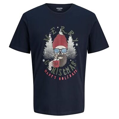 JACK & JONES Jjnoel Xmas Tee Ss Crew Neck, Sky Captain, M JACK & JONES Jjnoel Xmas Tee Ss Crew Neck, Sky Captain, M