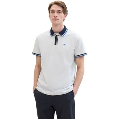 TOM TAILOR pikétröja för män, 27054 – Offwhite Streaky Two Tone, 3XL TOM TAILOR pikétröja för män, 27054 – Offwhite Streaky Two Tone, 3XL