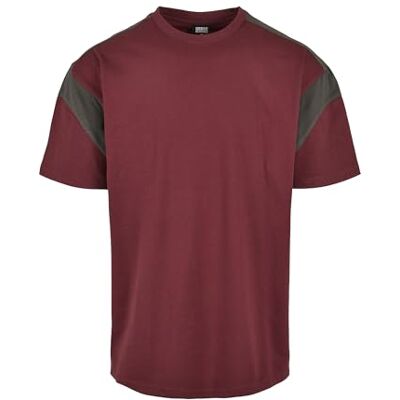 Urban Classics T-shirt för män, aktiv t-shirt, tvåfärgad topp för män, kortärmad, finns i 3 färger, storlekar S–5XL, Körsbär/Blackbird, S Urban Classics T-shirt för män, aktiv t-shirt, tvåfärgad topp för män, kortärmad, finns i 3 färger, storlekar S–5XL, Körsbär/Blackbird, S