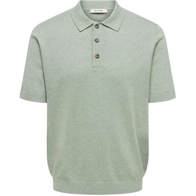 Only & Sons Onsloui Reg 12 Ss Mel Polo Knit Noos, Isberggrön, M Only & Sons Onsloui Reg 12 Ss Mel Polo Knit Noos, Isberggrön, M