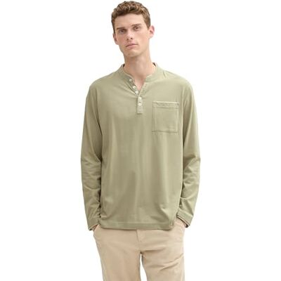 TOM TAILOR Långärmad T-shirt för män, 15615 – präriegräs grön, M TOM TAILOR Långärmad T-shirt för män, 15615 – präriegräs grön, M